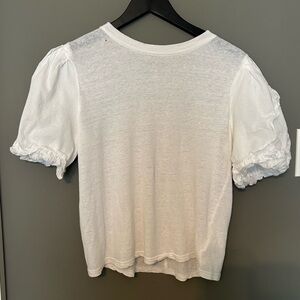 Joie white tshirt with puff sleeve